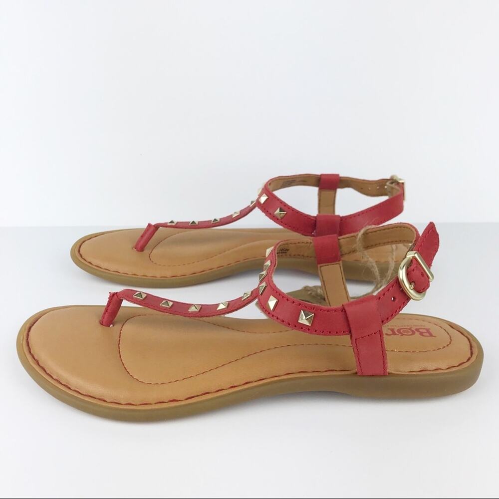 BORN Adana Studded Leather Sandals Red 7 - Picture 4 of 5